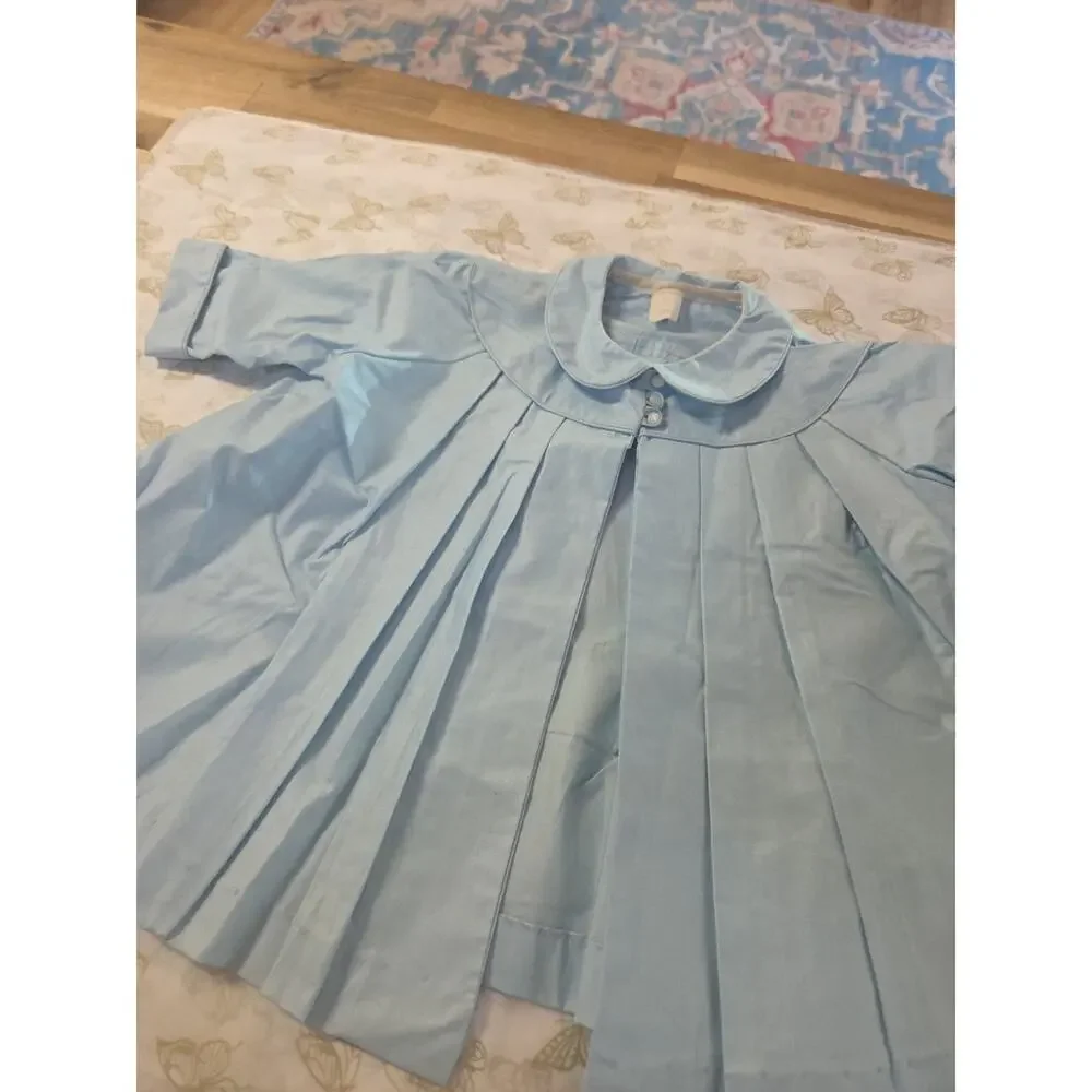 Vintage Pleated 1950s Baby Coat 6 Mos Blue